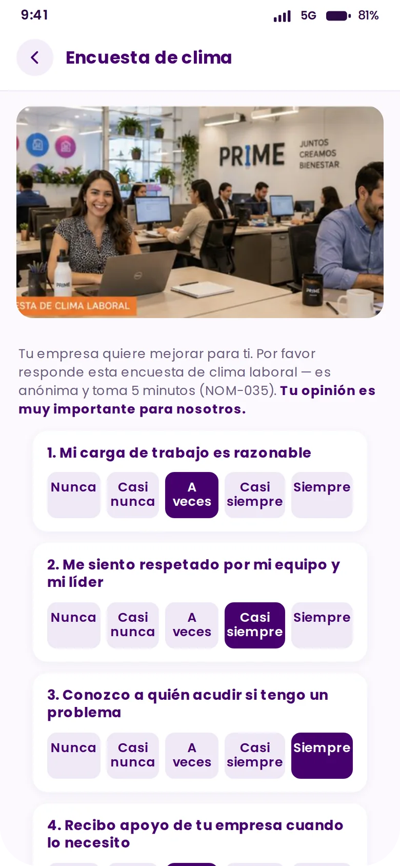 Encuesta de clima laboral