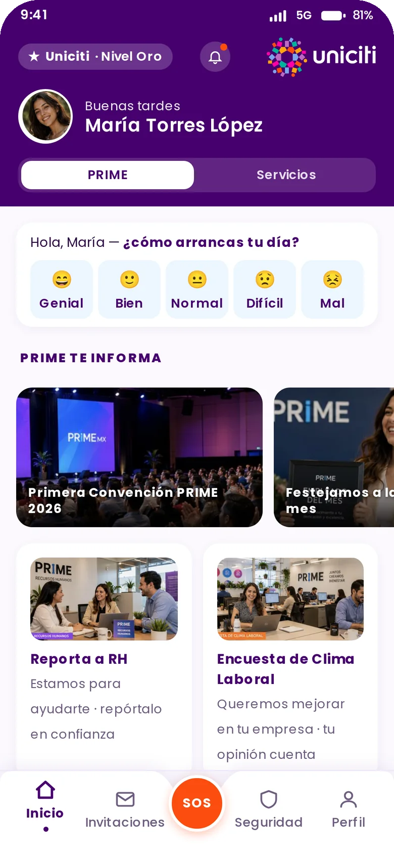 Novedades de la empresa en la app Uniciti