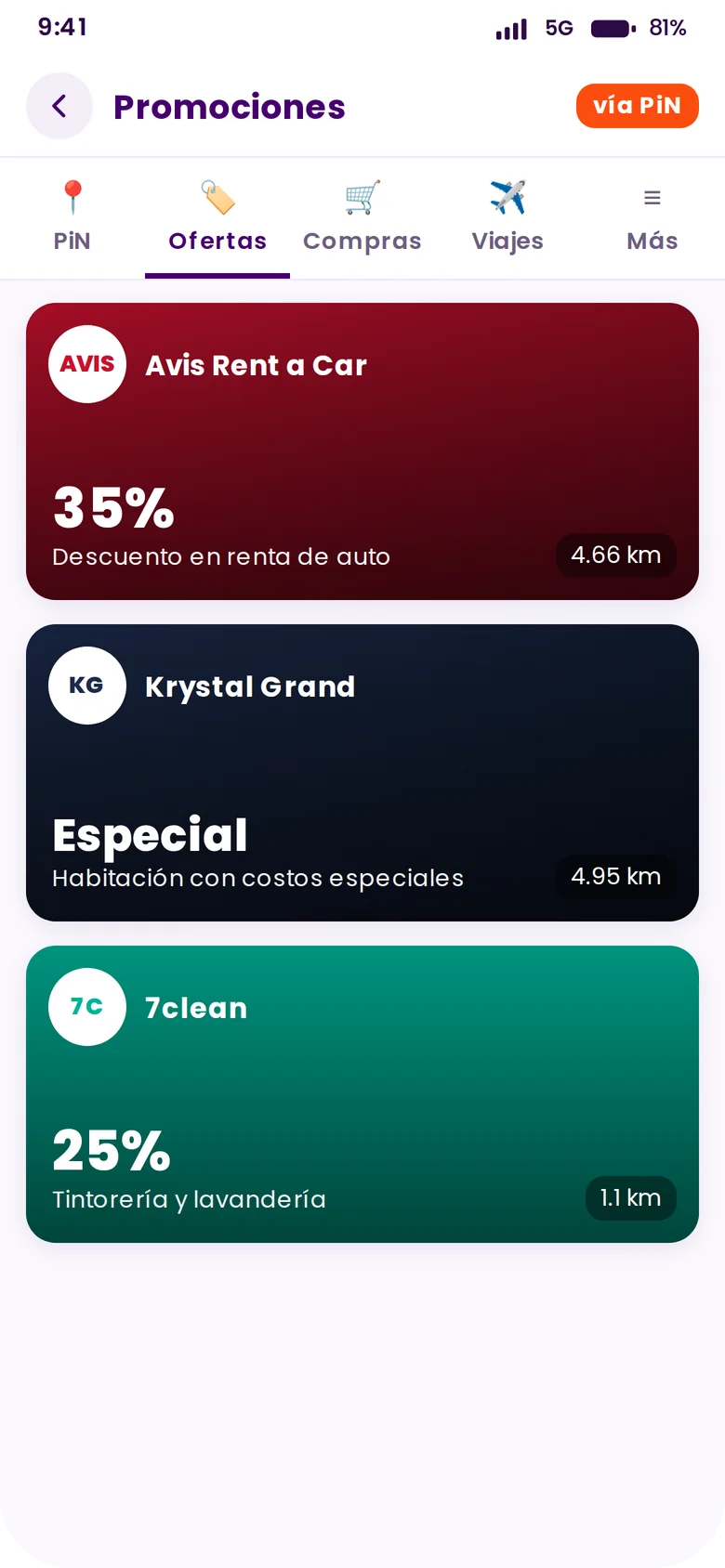 Descuentos en la app