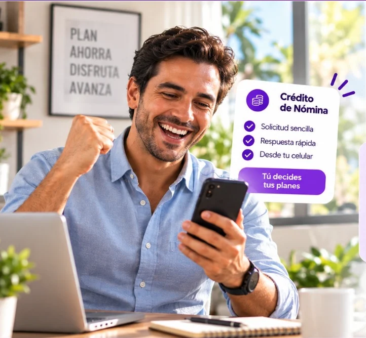 Colaborador solicitando su crédito de nómina desde el celular