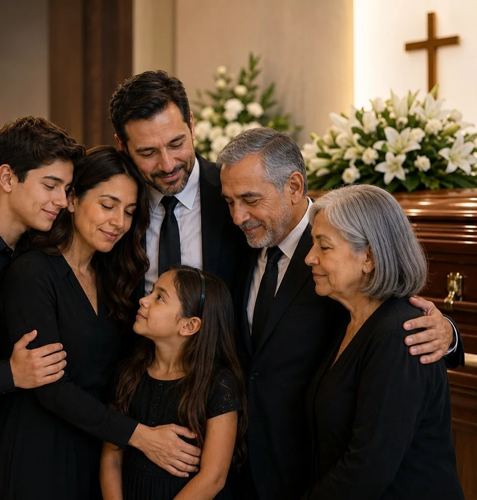 Familia acompañándose en un momento difícil