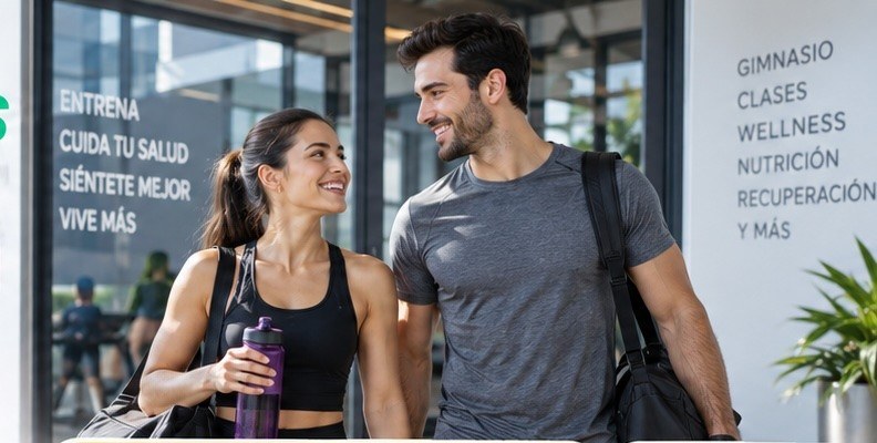 Colaboradores llegando al gimnasio