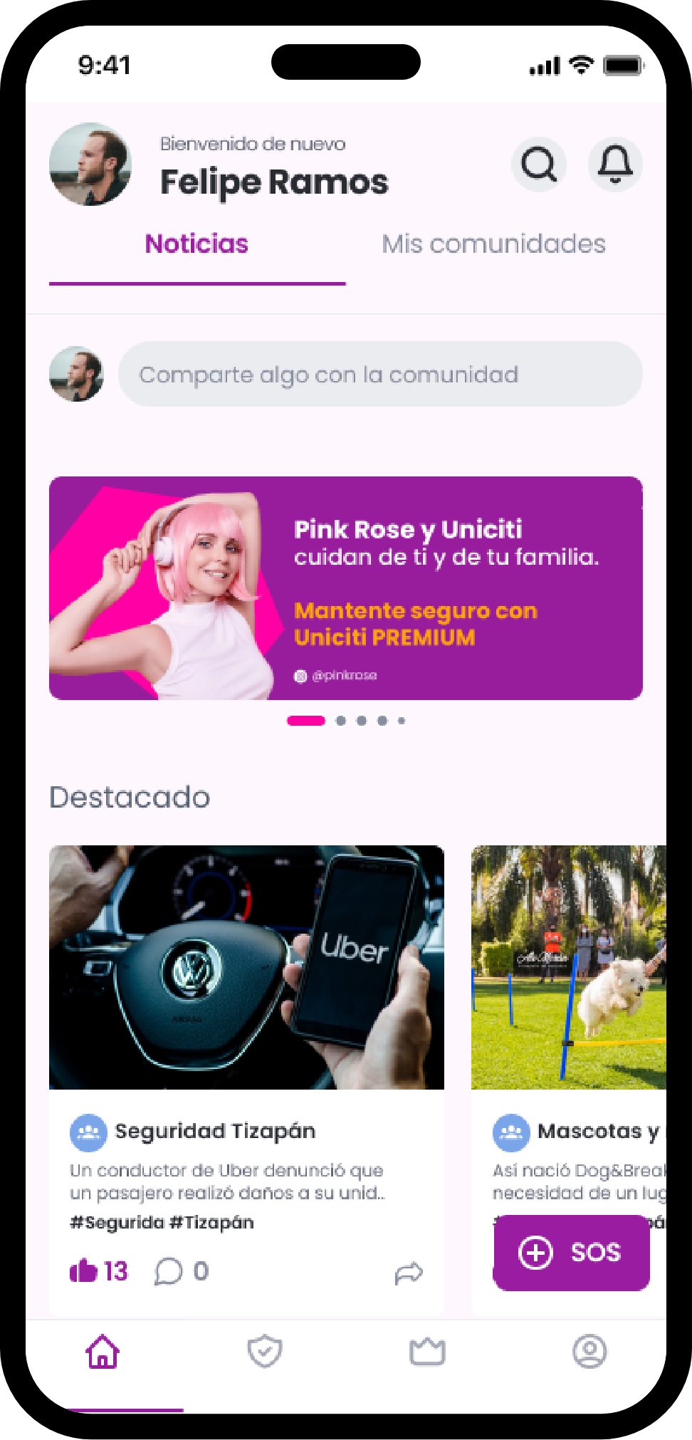 Uniciti app mockup